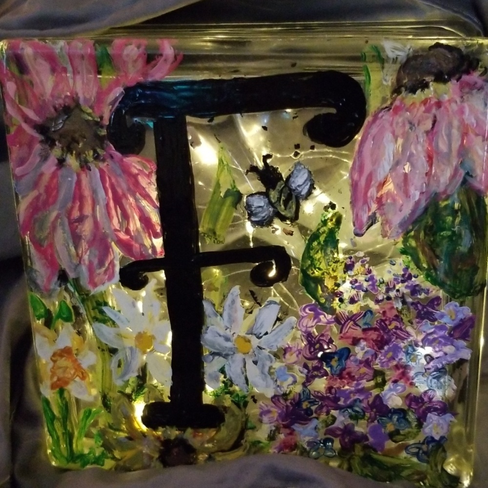 Handpainted custom glass brick